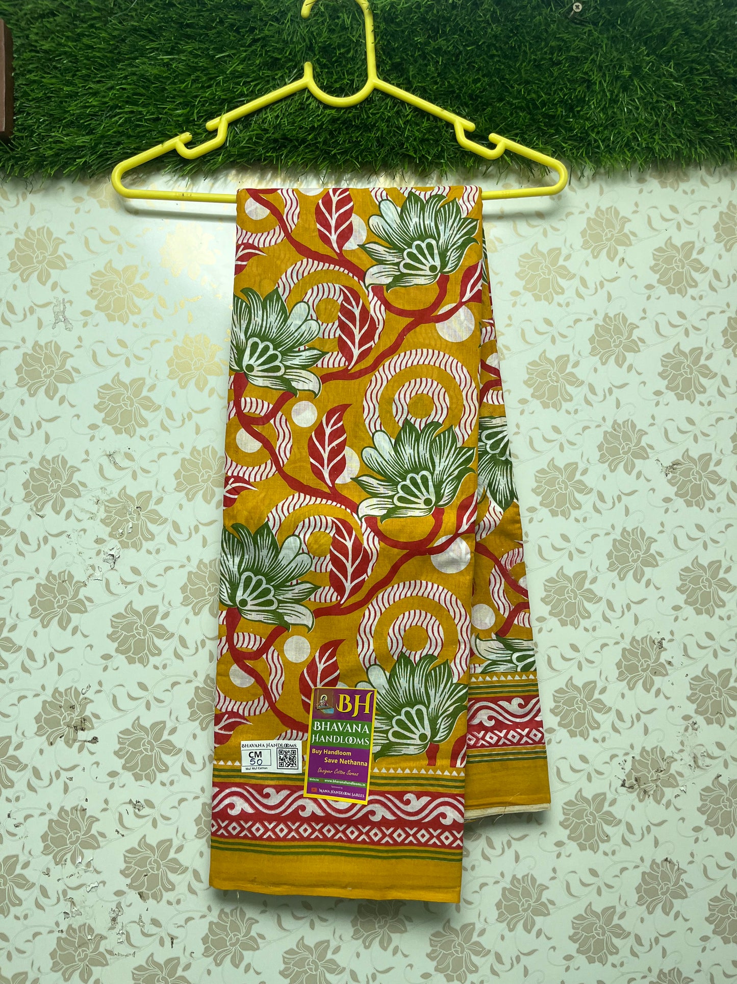 Mul Mul Cotton Saree With Mustard Yellow Colour