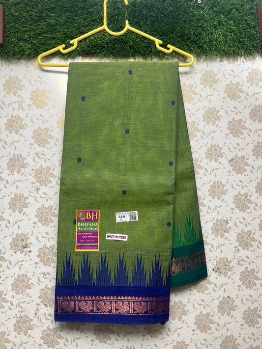 Ganga Jamuna Saree With Blue and Green Temple Border