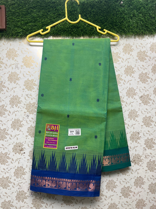 Ganga Jamuna Saree With Blue and Green Temple Border