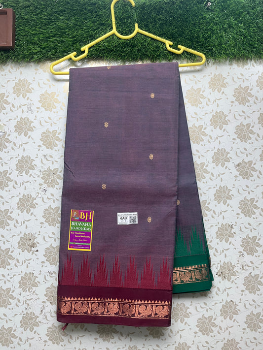 Ganga Jamuna Saree With Red and Green Temple Border