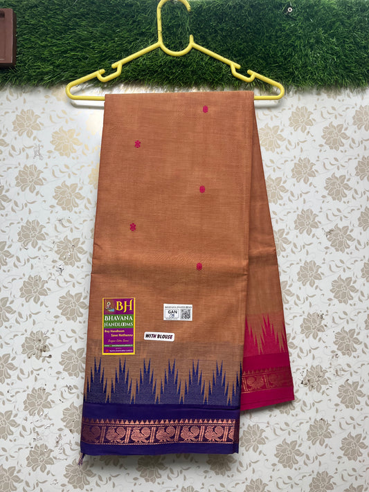 Ganga Jamuna Saree With Red and Blue Temple Border