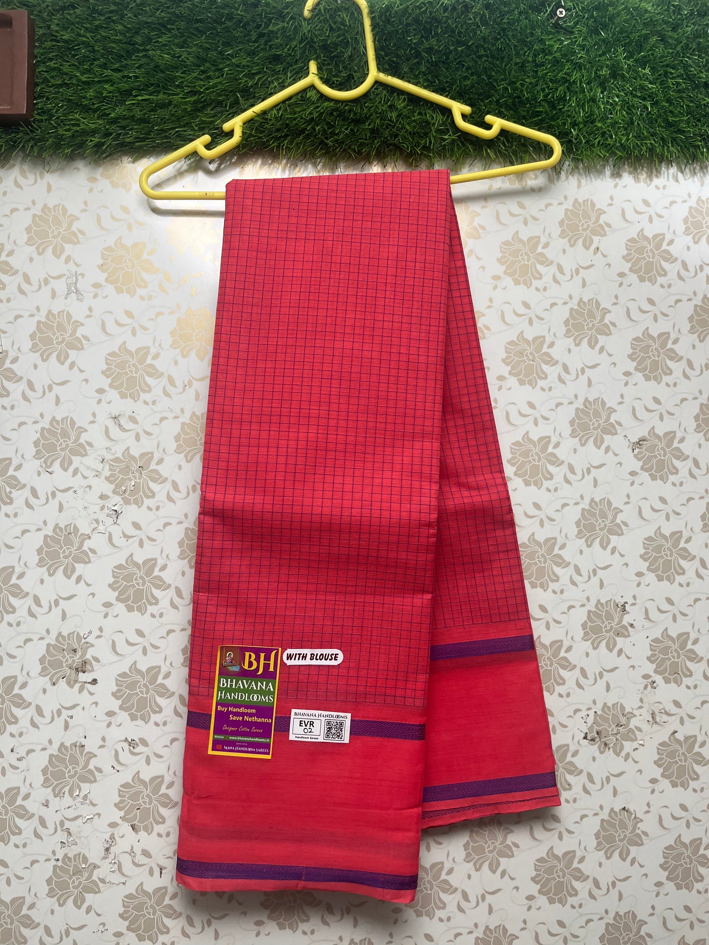 Handloom Weaven Kanchi Cotton Saree With Pink Colour