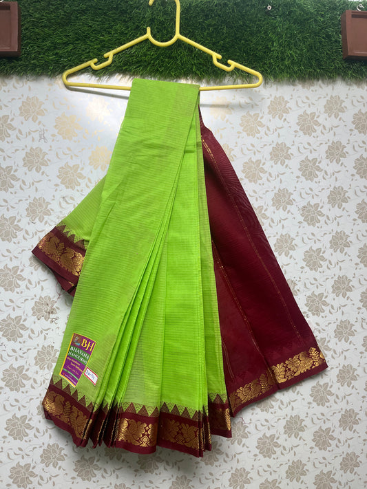 Mini Gadwal Handloom Cotton Saree With Green ann Border