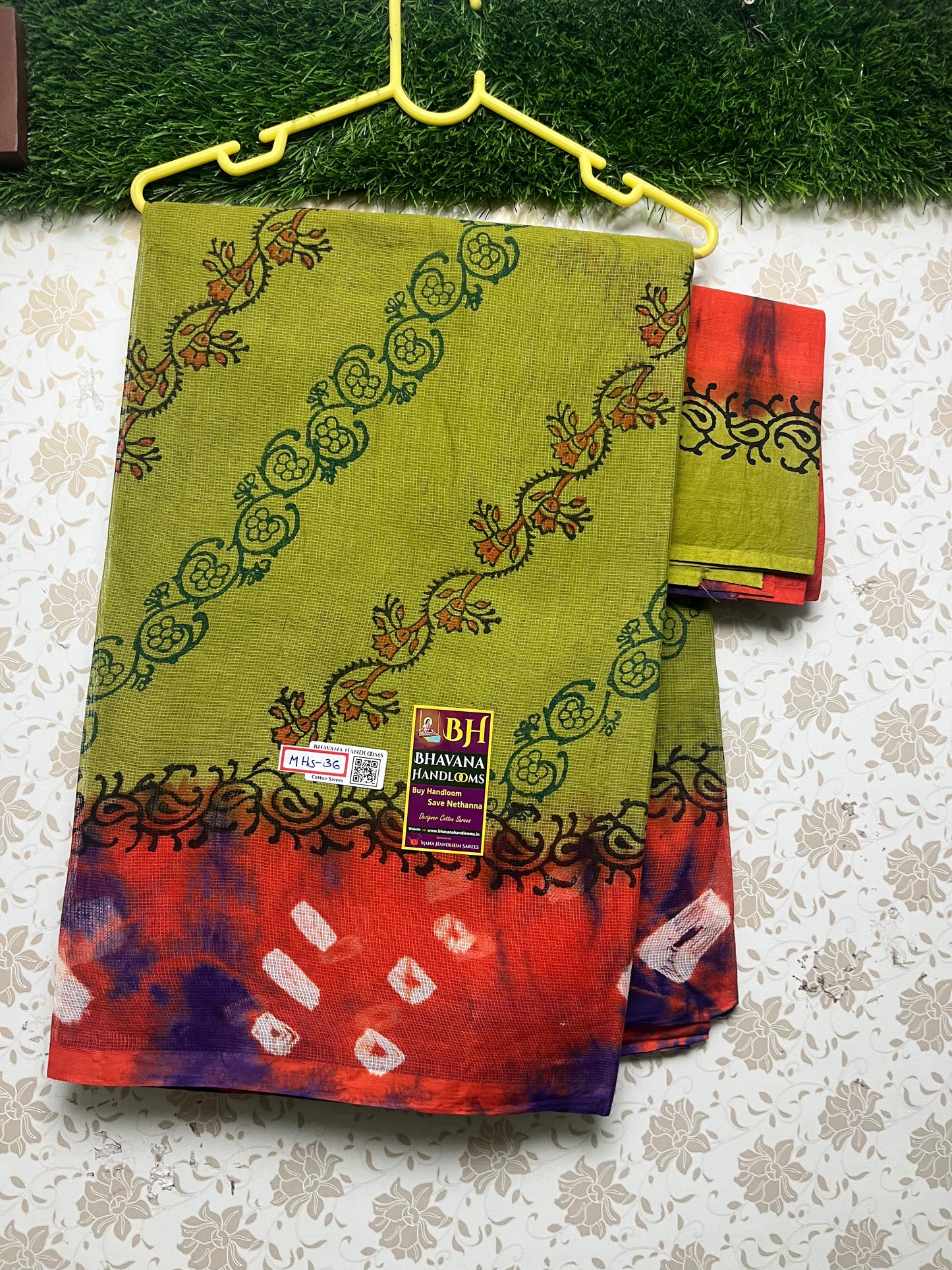 Kota Cotton Saree With Green Colour