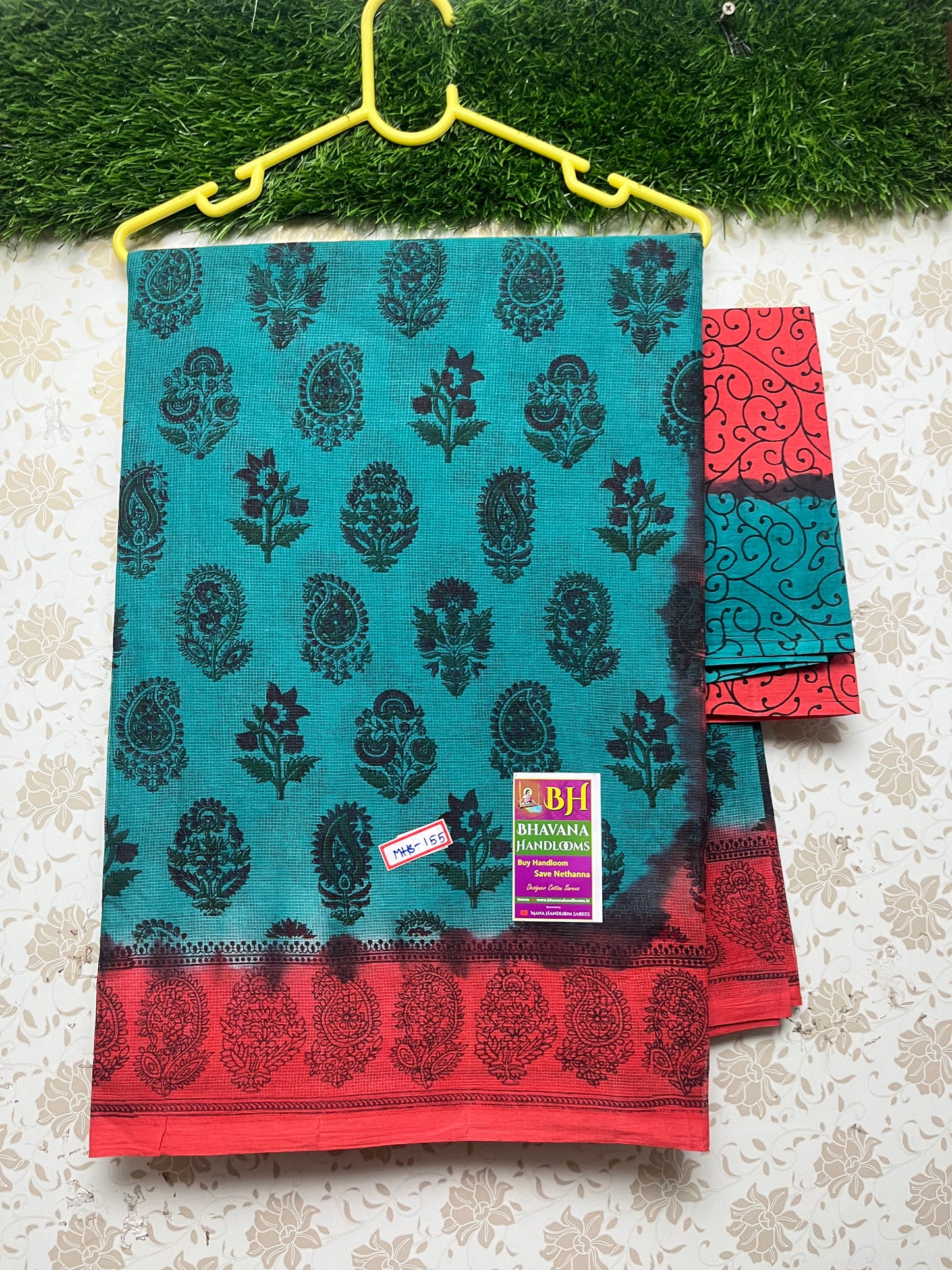 Kota Cotton Saree With Sea Green Colour