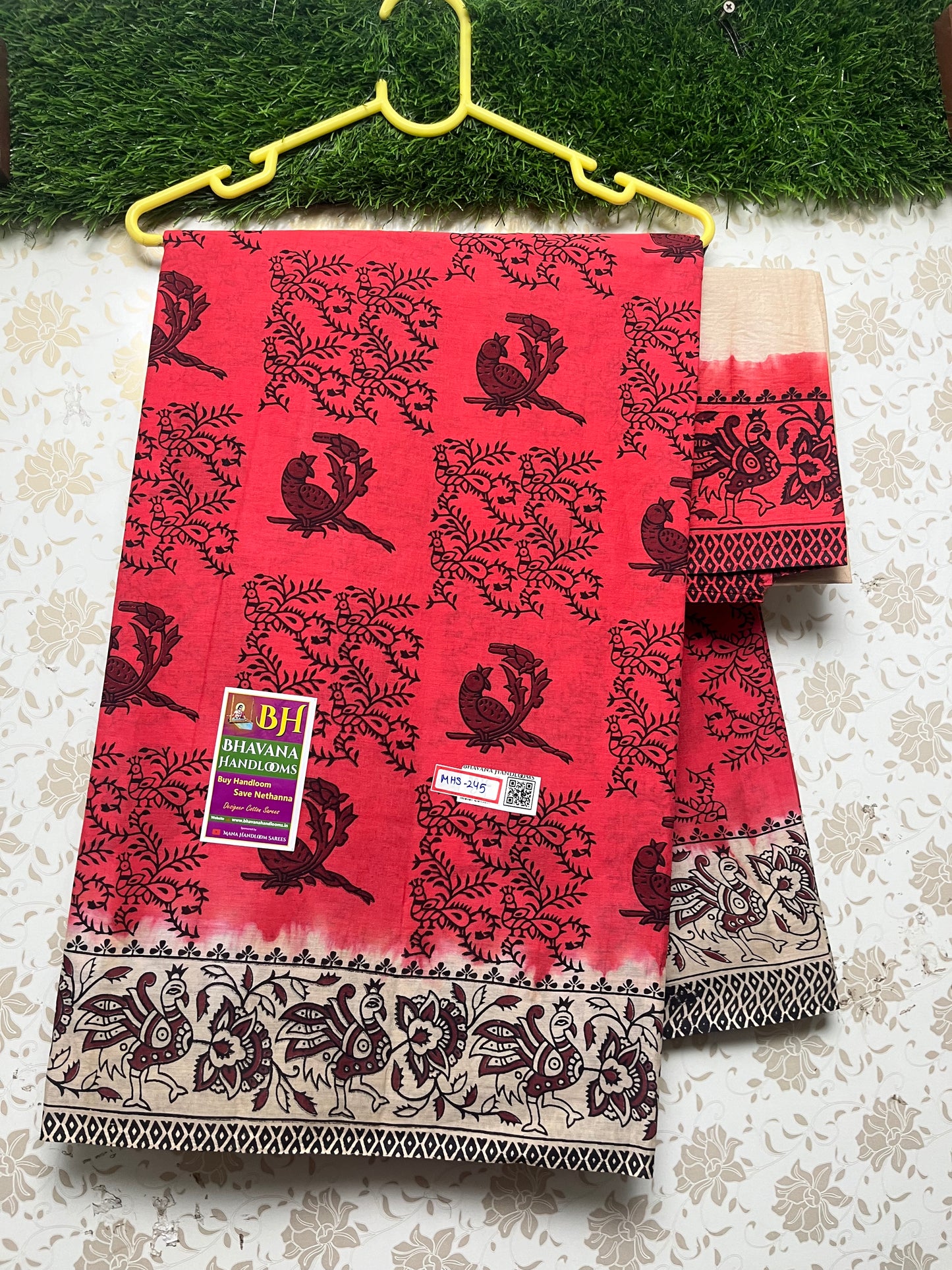 Pallavi Cotton Saree With Red Colour