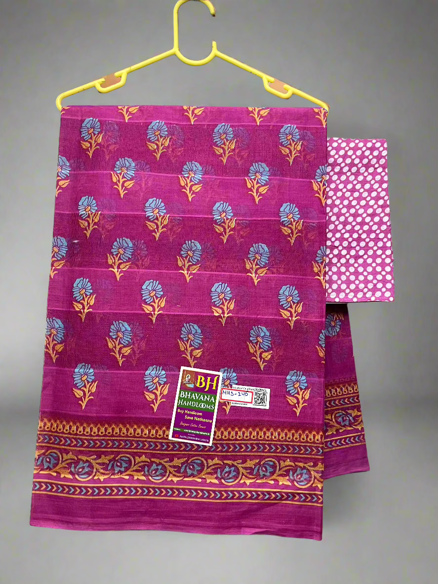 Kota Cotton Saree With Pink Colour