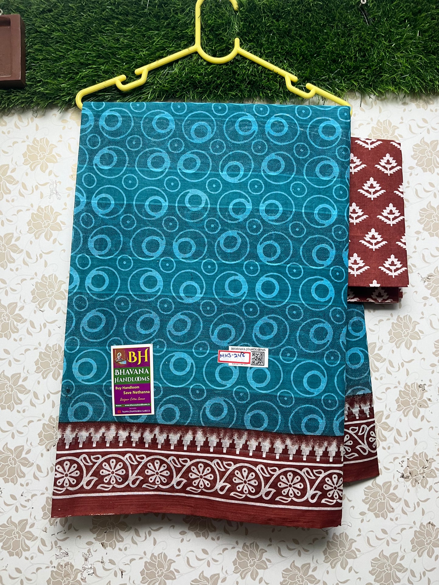 Kota Cotton Saree With Teal Colour