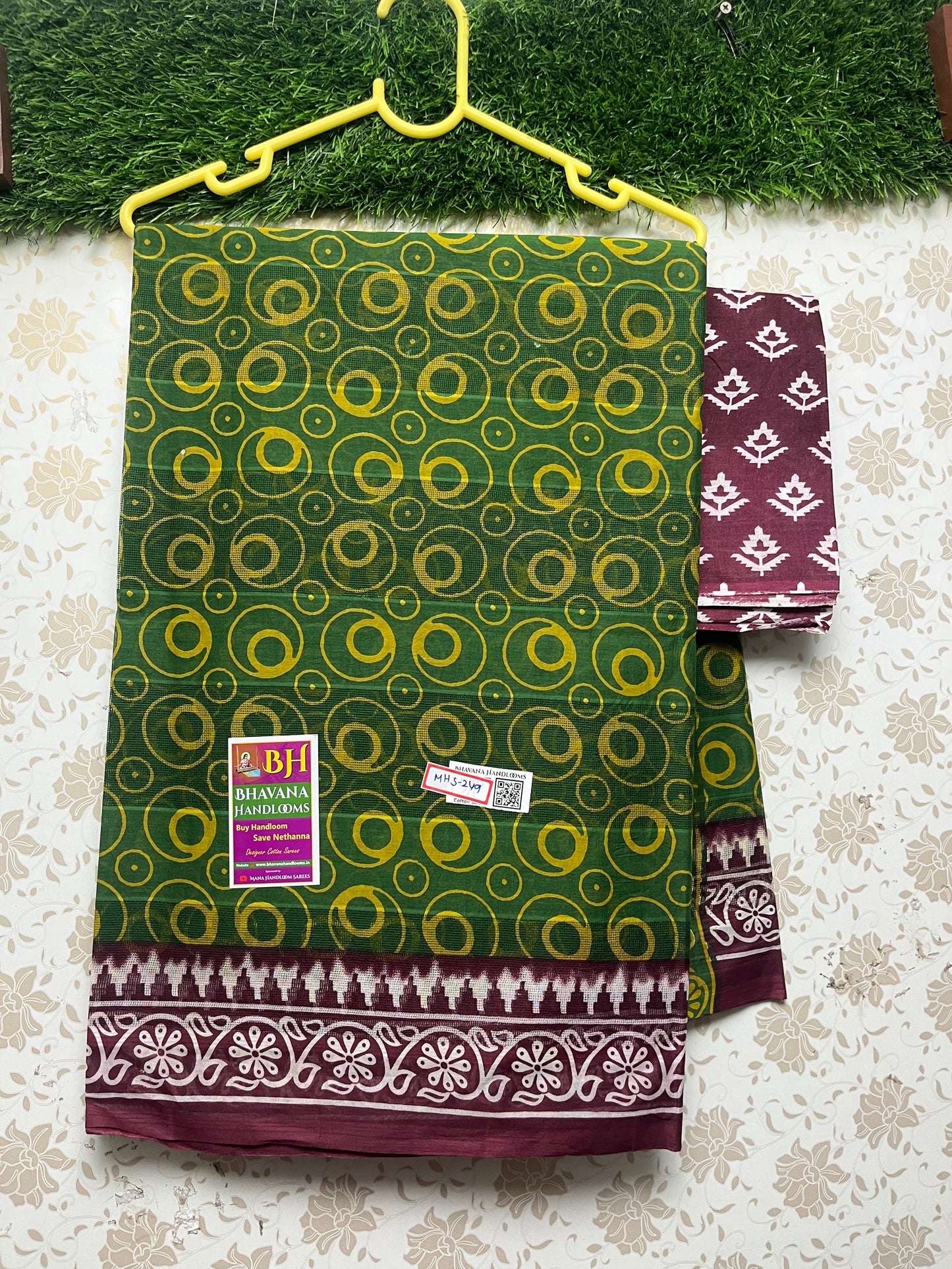 Kota Cotton Saree With Green Colour