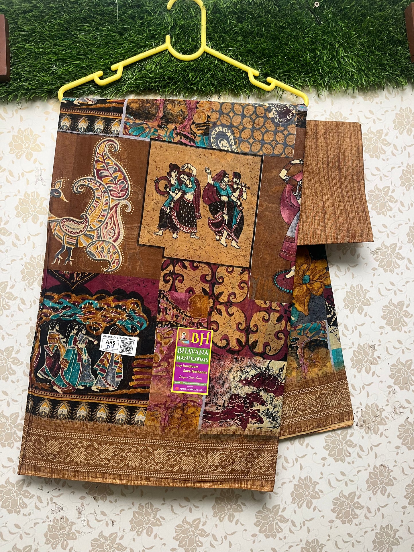 Pen Kalamkari Digital printed Cotton Saree