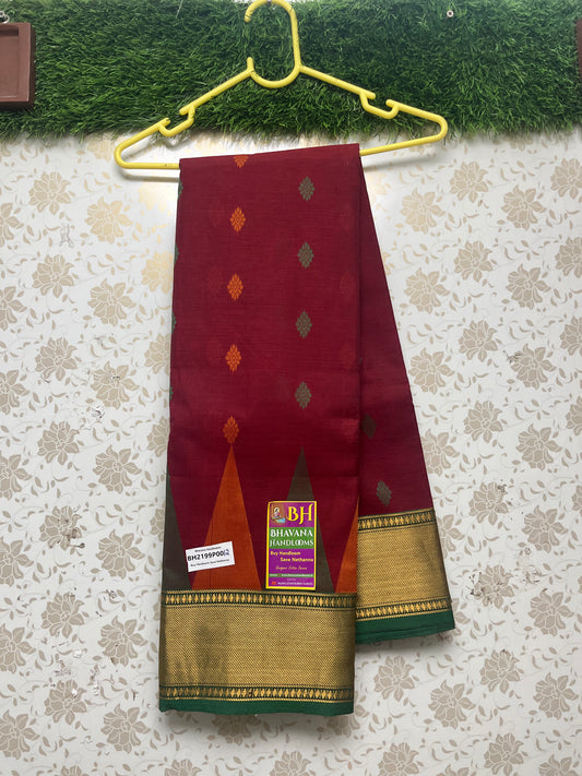 Venkatagiri Handloom Cotton Saree With Maroon Colour