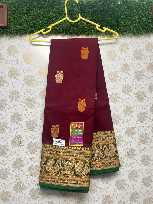 Venkatagiri Handloom Cotton Saree With Maroom Colour