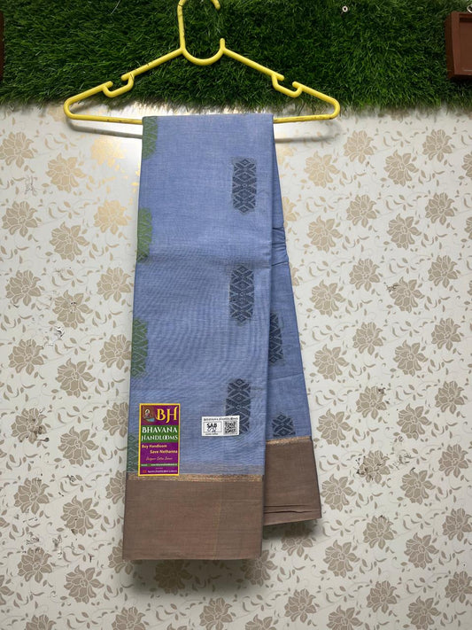 Kanchi Cotton Saree With Blue Colour