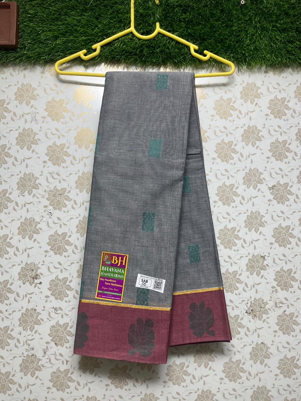 Kanchi Cotton Saree With Grey Colour