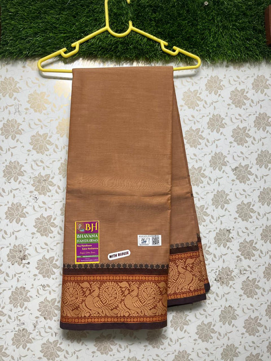 Kanchi Cotton Saree With Biscuit Colour