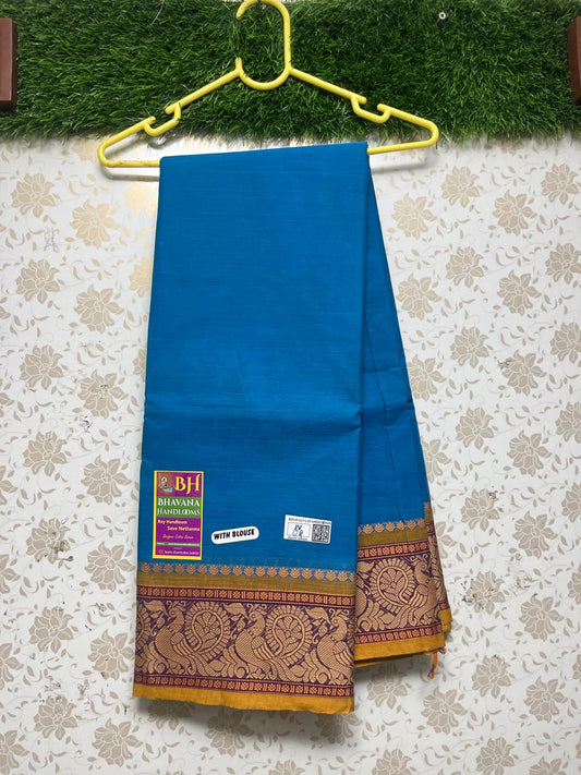 Kanchi Cotton Saree With Blue Colour