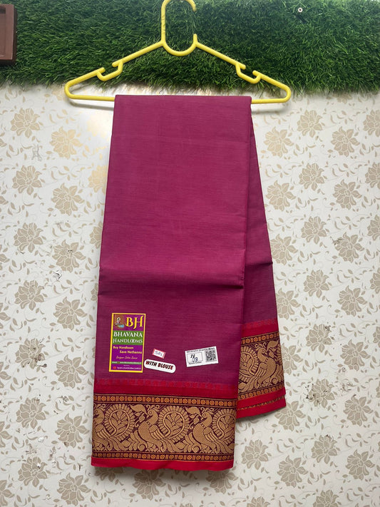 Kanchi Cotton Saree With Mauve Colour