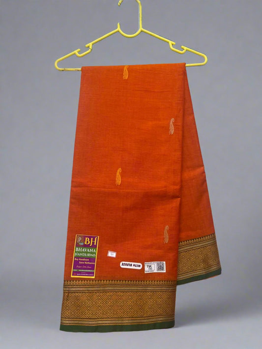 Kanchi Cotton Saree With Bronze Colour