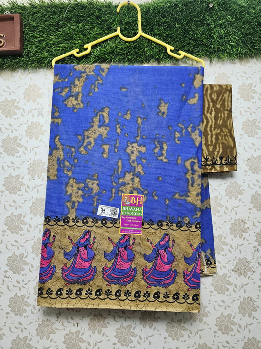 Gollabama Printed Cotton Saree With Blue Color