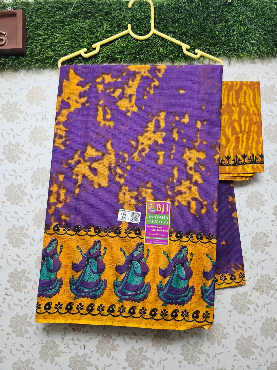 Gollabama Printed Cotton Saree With Purple Color