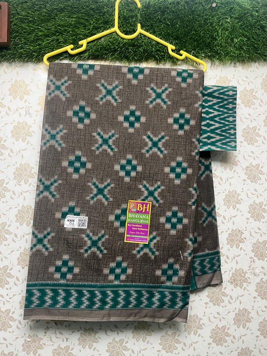 Karishma Cotton Saree With Grey and Sea Green Colour