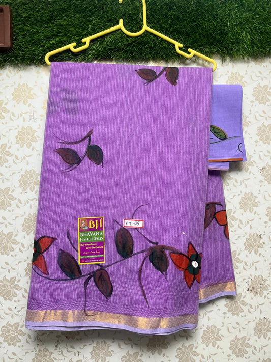 Jp Kota Cotton Saree With Brush Pain With Violet Colour