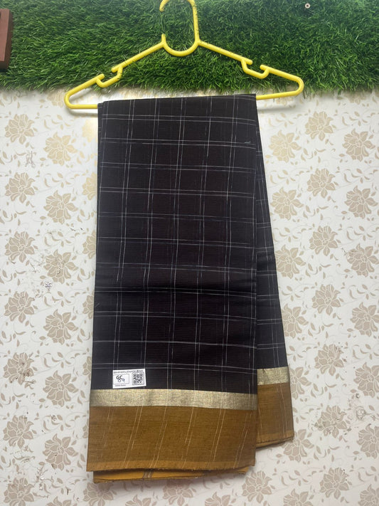 Handloom Wooven Daily Wear Cotton Saree with Black Color