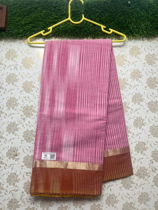 Handloom Wooven Daily Wear Cotton Saree with Pink Color